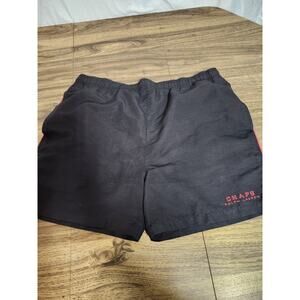 Vintage Chaps Ralph Lauren Swim Trunks Shorts Mens Large Black Red Mesh Lined